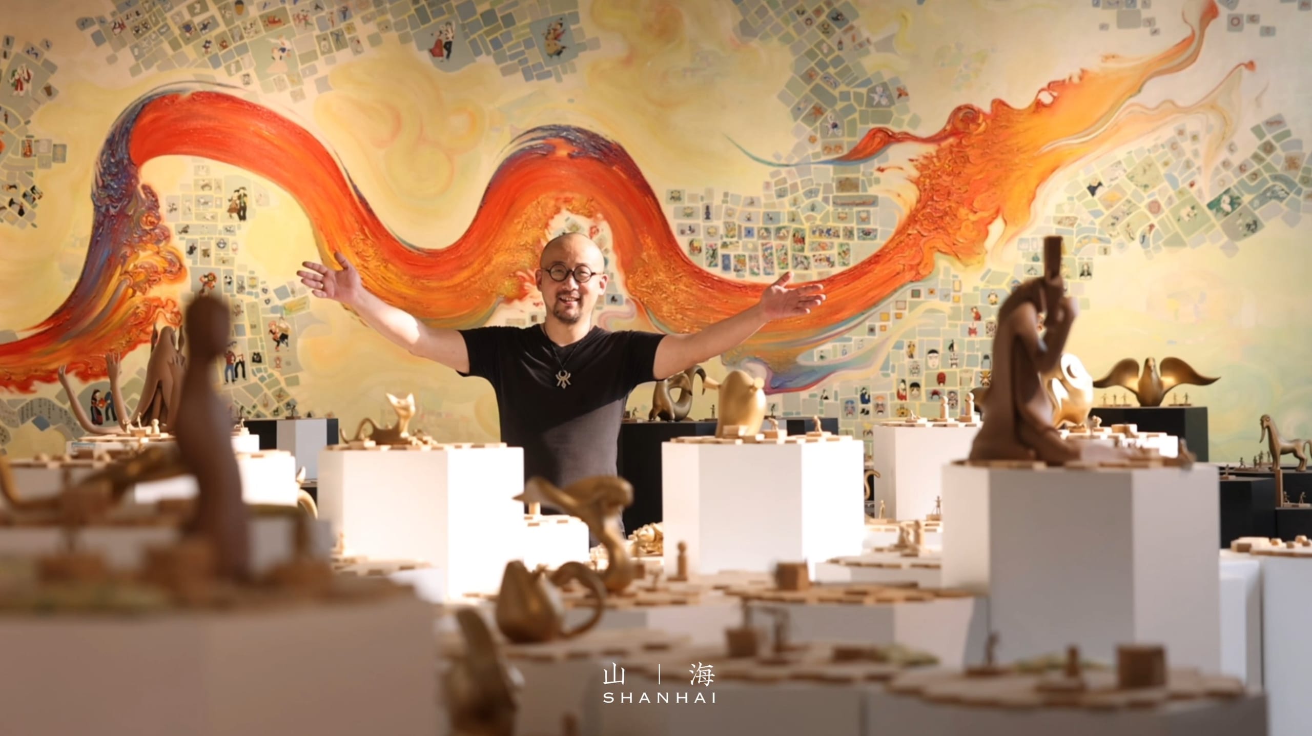 Lu Renjie in front of China Dragon with figures in the foreground