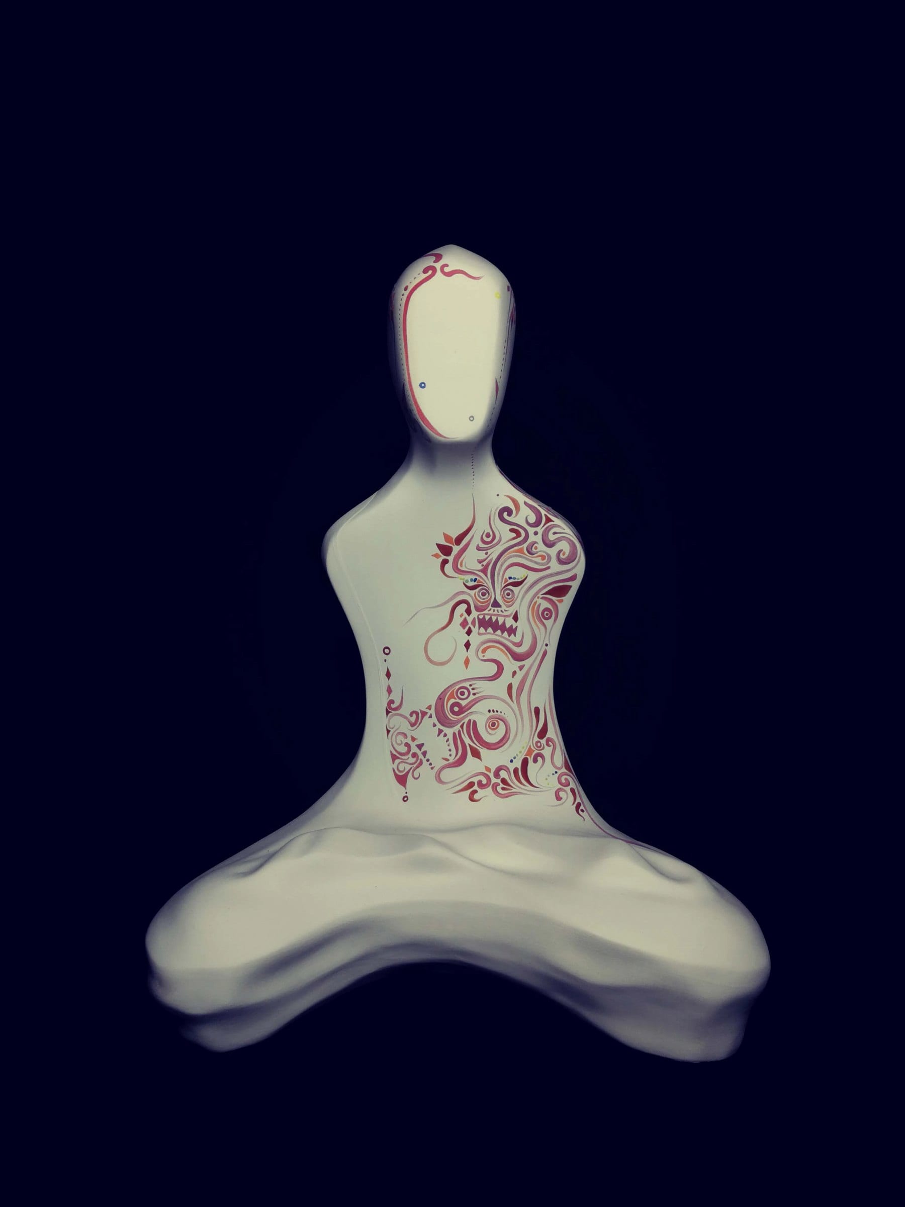 Buddha-Man — white figure with red pattern