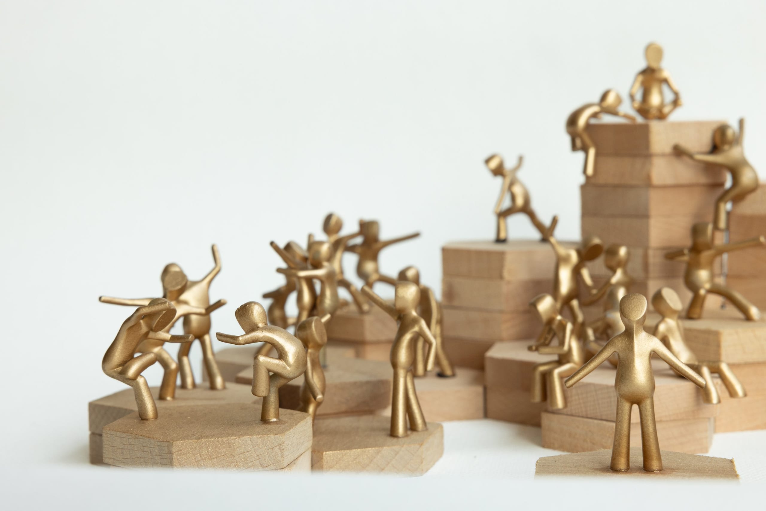 Figure studies climbing stacked hexagonal bases