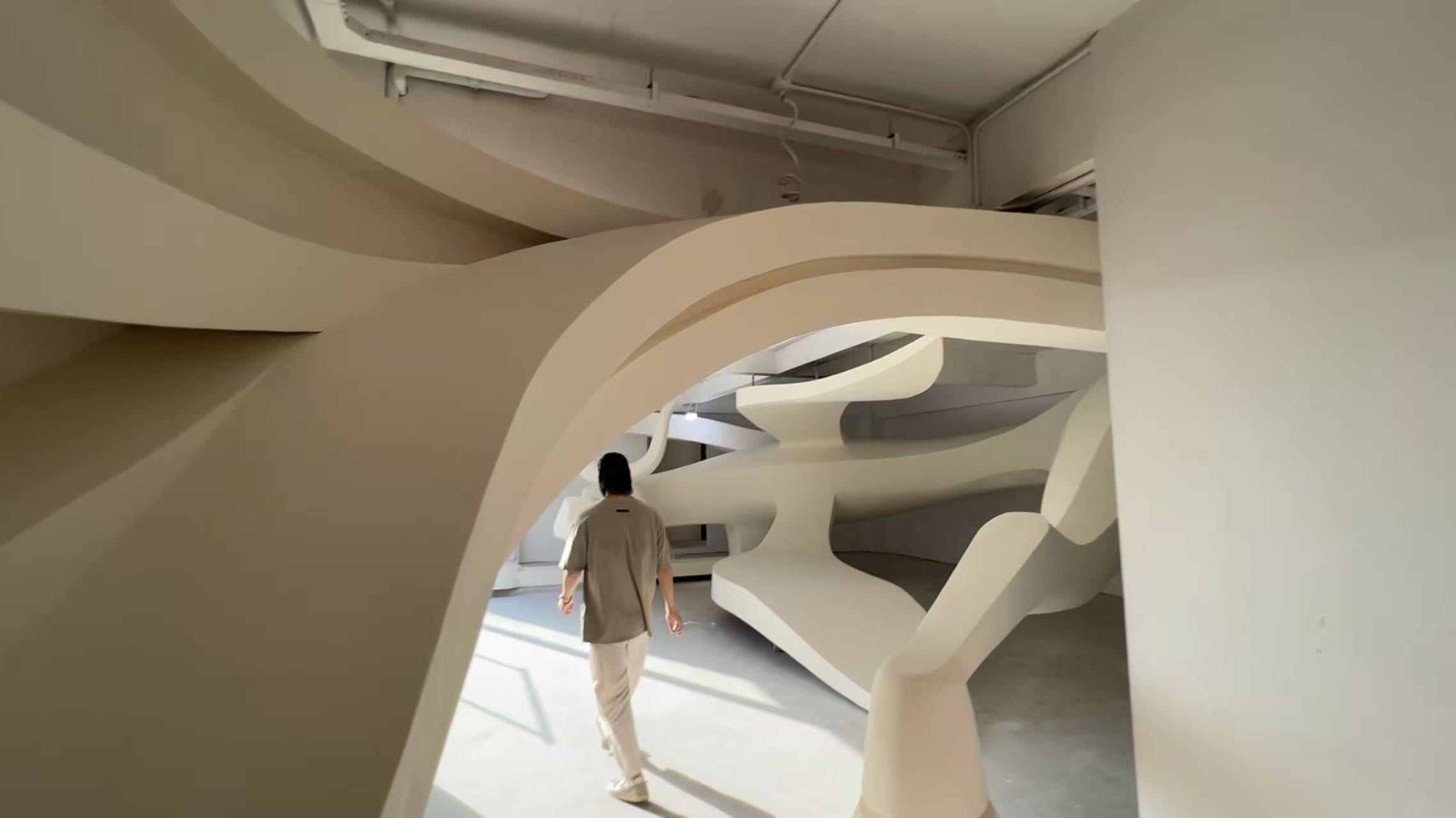 Spatial study — sculpted white interior